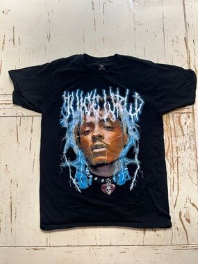 Black Graphic Lightning Portrait T-Shirt